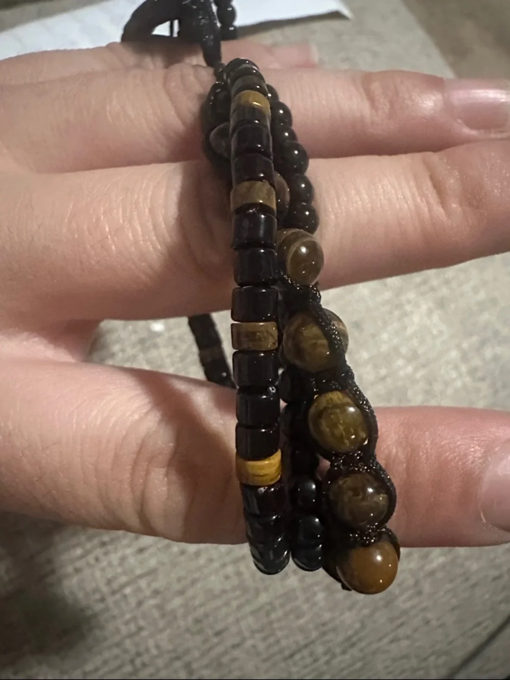 Handwoven Onyx and Tiger Eye Bracelet